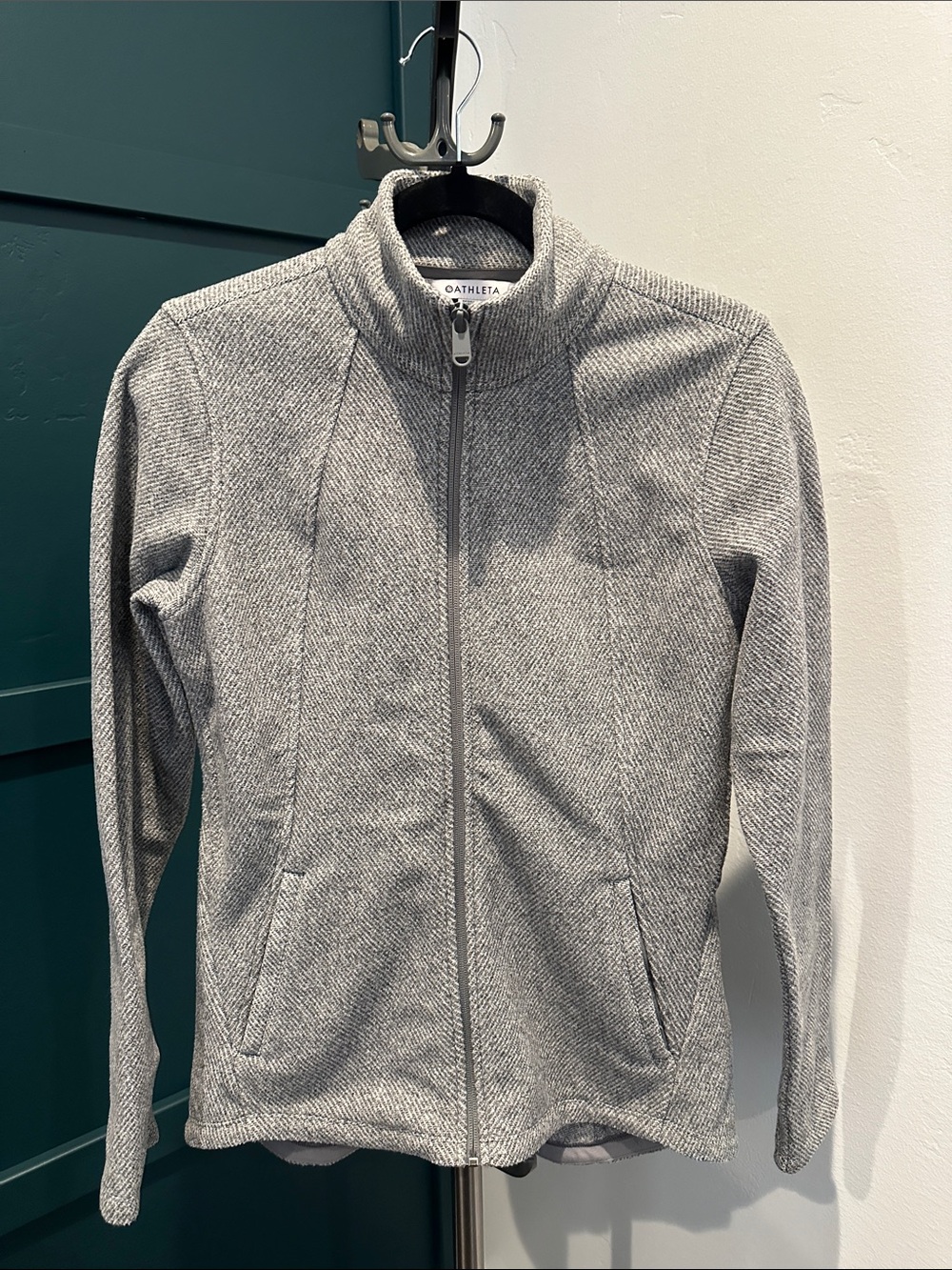 Athleta Light Heather Gray Zip-Up Jacket